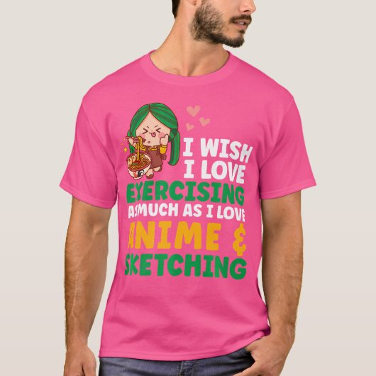 Ik wil graag anime schetsen t-shirt (Voorkant)