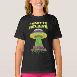 Ik wil graag geloven - grappige ufo - Humor van Pu T-shirt