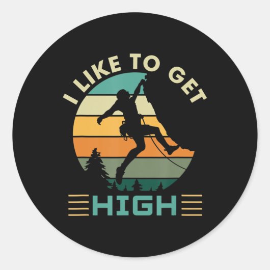 Ik wil graag high-rock klimmen ronde sticker (Voorkant)