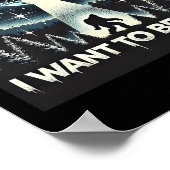 Ik wil grappige UFO Bigfoot Santa Christmas gelove Poster (Hoek)