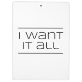 IK WIL HET ALLEMAAL!  Funny Shopping Klembord (Achterkant)