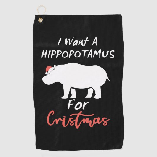 Ik wil Hippopotamus voor Kerstmis. Golfhanddoek (Voorkant)