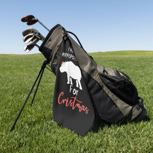 Ik wil Hippopotamus voor Kerstmis. Golfhanddoek (Groen)