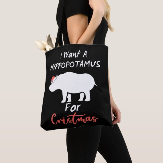 Ik wil Hippopotamus voor Kerstmis. Tote Bag (Dichtbij)