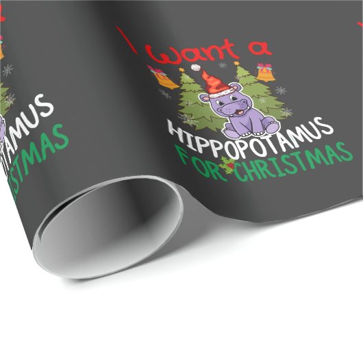 Ik wil Hippopotamus voor kerstT-shirt Cadeaupapier (Rol Hoek)
