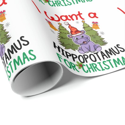 Ik wil Hippopotamus voor Poster met kersttaart Cadeaupapier (Rol Hoek)