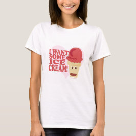 Ik wil Ice Cream Funny Cone Cartoon T-shirt