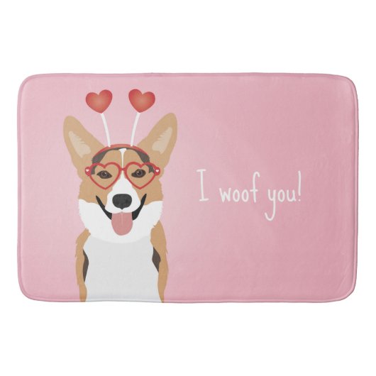 Ik wil je Corgi Dog Valentijnsdag Badmat (Voorkant)