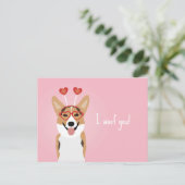 Ik wil je Corgi Dog Valentijnsdag Briefkaart (Staand voorkant)