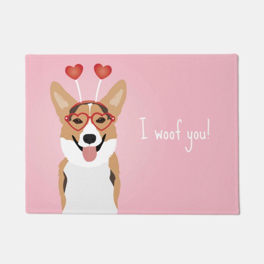 Ik wil je Corgi Dog Valentijnsdag Deurmat (Voorkant)