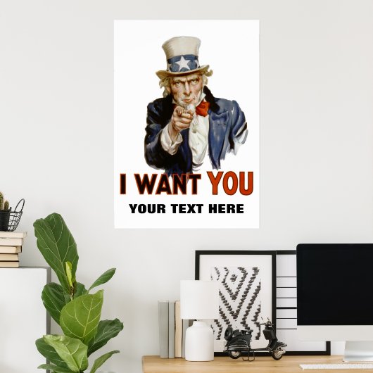 " ik wil je " gepersonaliseerd poster (Thuiskantoor)