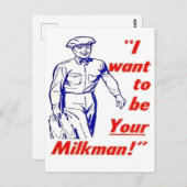 Ik wil je melkboer zijn, grappige vintage briefkaart (Voorkant / Achterkant)