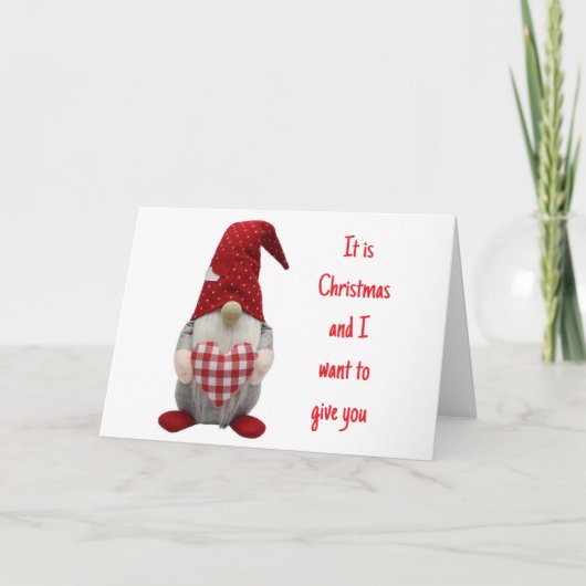 IK WIL JE MIJN HART GEVEN MET "KERST" FEESTDAGEN KAART (Voorkant)