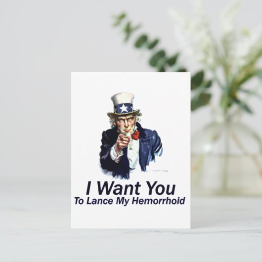 Ik wil je: Mijn hemorrhoid uitlenen Briefkaart (Staand voorkant)