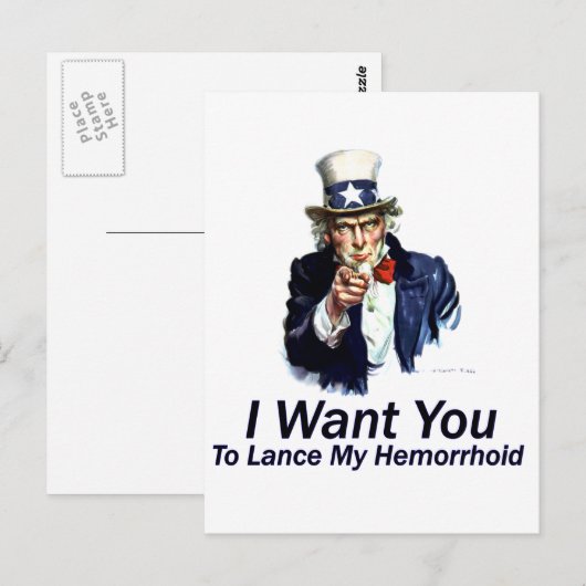 Ik wil je: Mijn hemorrhoid uitlenen Briefkaart (Voorkant / Achterkant)