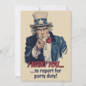 Ik wil je | Uncle Sam Party Fun Recruitment Kaart (Voorkant)