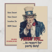 Ik wil je | Uncle Sam Party Fun Recruitment Kaart (Voorkant / Achterkant)