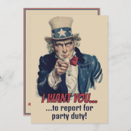 Ik wil je | Uncle Sam Party Fun Recruitment Kaart