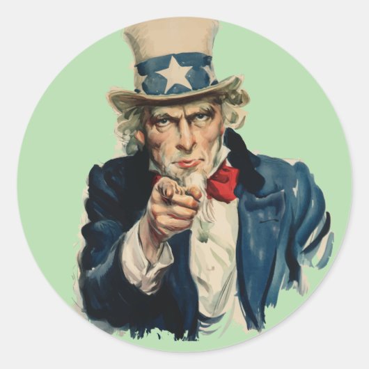 Ik wil je | Uncle Sam Recruitment Poster Ronde Sticker (Voorkant)