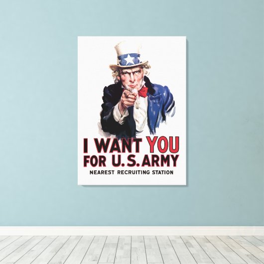 Ik wil jou, oom Sam Canvas Afdruk (Insitu (Houten vloer))