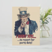 Ik wil jou | Oom Sam feestelijke rekruteringsfeest Kaart (Staand voorkant)
