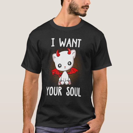 Ik wil jouw Soul Cute Devil Cat Halloween 2022 T-shirt (Voorkant)