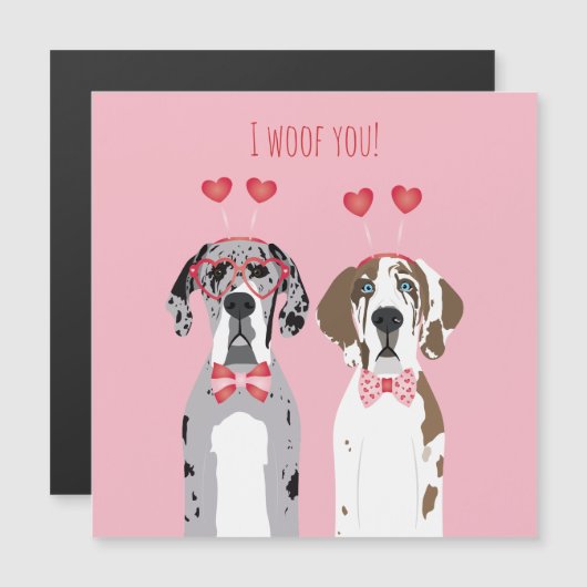 Ik wil jullie grote daanhonden roze rood (Voorkant / Achterkant)