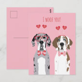 Ik wil jullie grote daanhonden roze rood briefkaart (Voorkant / Achterkant)