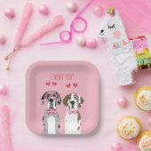 Ik wil jullie grote daanhonden roze rood papieren bordje (Feest)