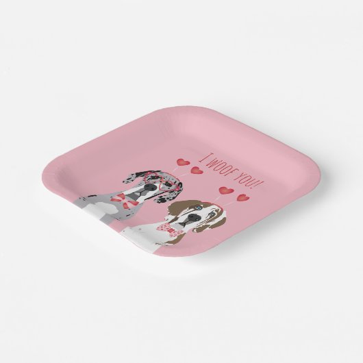 Ik wil jullie grote daanhonden roze rood papieren bordje (Gebogen)