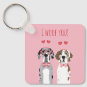 Ik wil jullie grote daanhonden roze rood sleutelhanger (Voorkant)