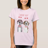 Ik wil jullie grote daanhonden roze rood t-shirt (Voorkant)