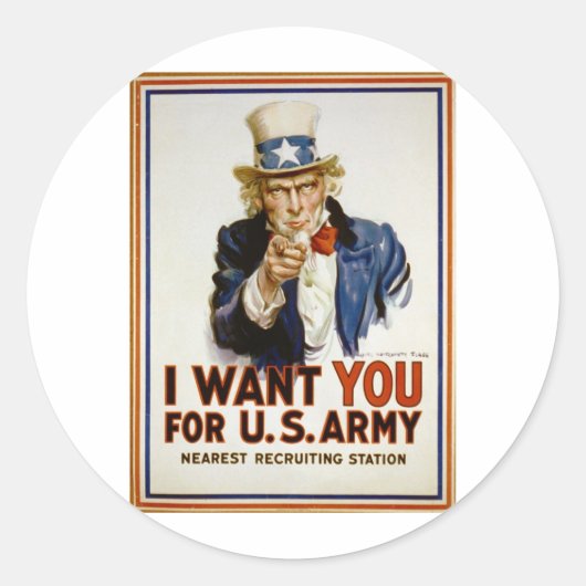 Ik wil jullie voor het Amerikaanse leger door Jame Ronde Sticker (Voorkant)