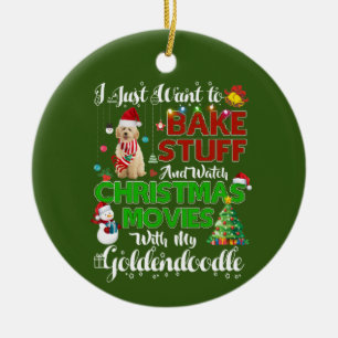 Ik wil kerstfilms bekijken GOLDENDOODLE Keramisch Ornament