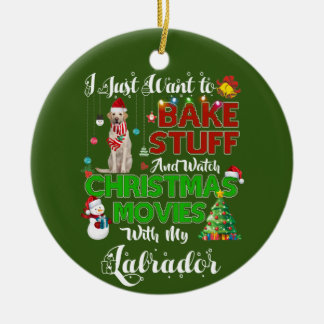 Ik wil kerstfilms bekijken met labrador keramisch ornament