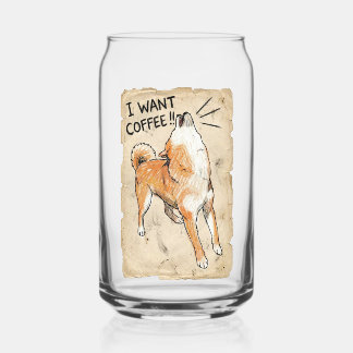 Ik wil koffie – Schreeuwende Shiba Inu Vintage Sch Blikvorm Glas
