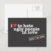 ik wil lelijke liefhebbers van hart haten briefkaart (Voorkant / Achterkant)