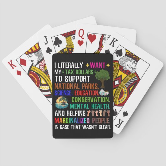 Ik wil letterlijk mijn belastinggeld pokerkaarten (Achterkant)
