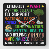 Ik wil letterlijk mijn belastinggeld vierkante klok (Voorkant)