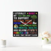 Ik wil letterlijk mijn belastinggeld vierkante klok (Huis)