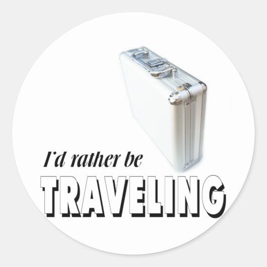 Ik wil liever reizen ronde sticker (Voorkant)