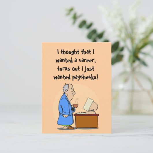 Ik wil looncheques. briefkaart (Staand voorkant)