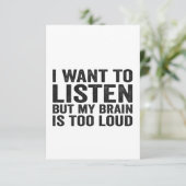 Ik wil luisteren, maar mijn brein is te luid. bedankkaart (Staand voorkant)