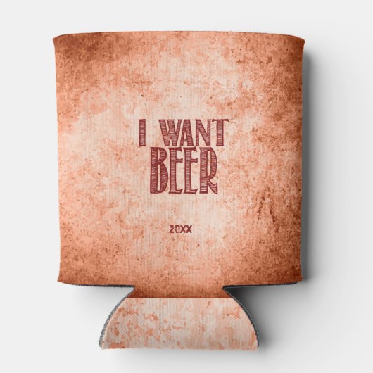 Ik wil meer bier, rustiek, grappig blikjeskoeler (Achterkant)