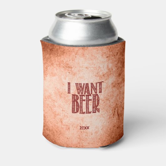 Ik wil meer bier, rustiek, grappig blikjeskoeler (Blikje Achterkant)
