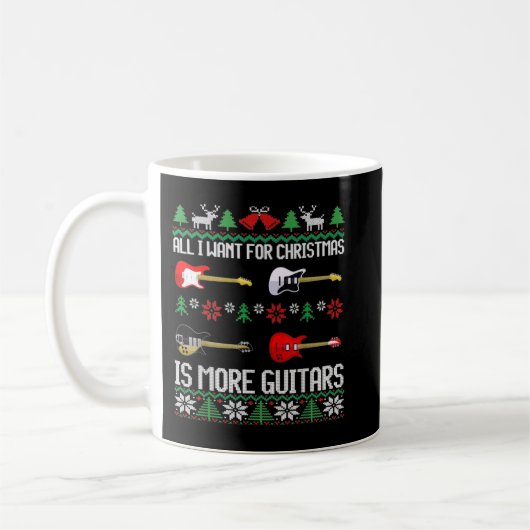 Ik wil meer gitaren Grappige gitarist Leuke kerst Koffiemok (Links)