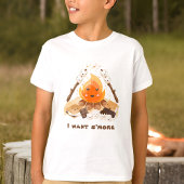 Ik wil meer Leuke Fun Camping Campfire jongen T-shirt