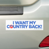 Ik wil mijn land terug! bumpersticker (Op auto)