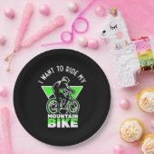 Ik wil mijn mountainbike rijden papieren bordje (Feest)