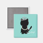 Ik wil mijn Tiara Cat Blauwgroen Party Shower Draa Magneet (Voorkant / Achterkant)